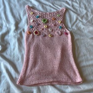 Bundle for free Pink floral appliqué knit tank